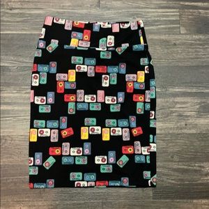 Lularoe black cassette tape print pencil skirt